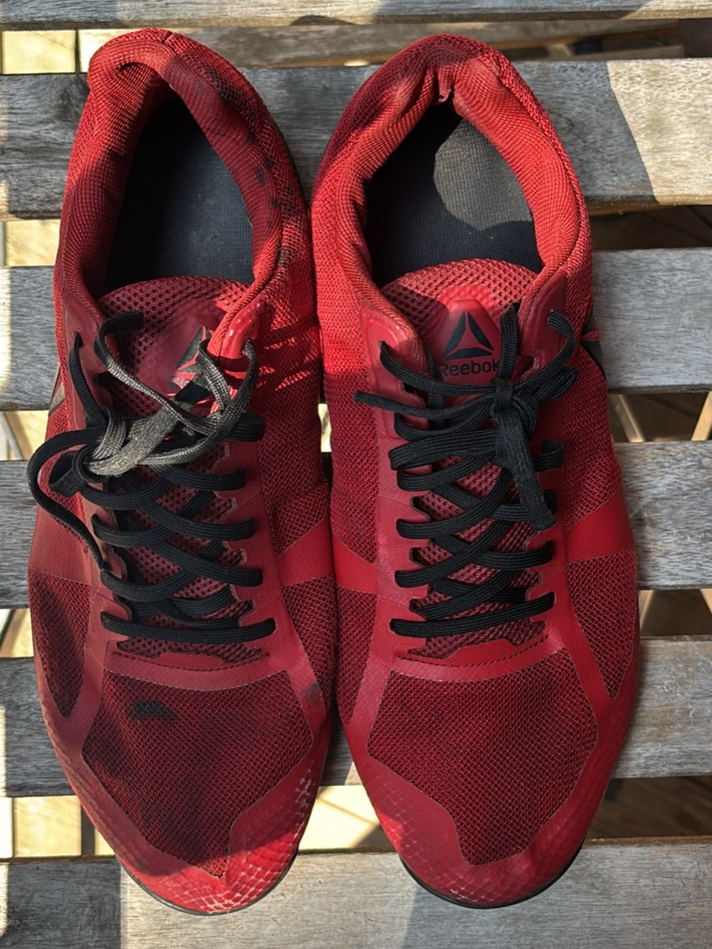 Reebok Red Mesh Athletic Sneakers with Black Laces